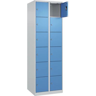 Kaiserkraft Stahl-Schließfachschrank - Evolo PLUS, Hellgrau / Hellblau, 12 Fächer Kaiserkraft Stahl-Schließfachschrank - Evolo PLUS, Hellgrau / Hellblau, 12 Fächer