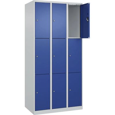Kaiserkraft Stahl-Schrank - Evolo PLUS 3 Abteilungen, Hellgrau/Blau - Aufbewahrungsschrank Kaiserkraft Stahl-Schrank - Evolo PLUS 3 Abteilungen, Hellgrau/Blau - Aufbewahrungsschrank
