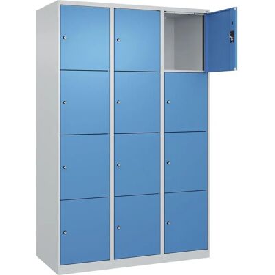 Kaiserkraft Stahl-Speicherschrank - Evolo PLUS 4 Fächer, Hellgrau/Blau Kaiserkraft Stahl-Speicherschrank - Evolo PLUS 4 Fächer, Hellgrau/Blau