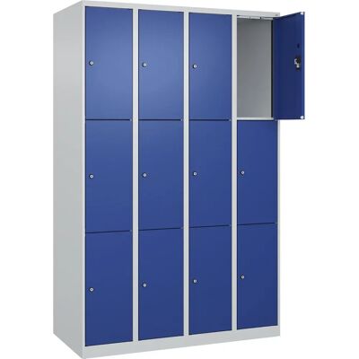 Kaiserkraft Stahl-Schranksystem - Evolo PLUS, 12 Fächer, Hellgrau / Genciana Blau Kaiserkraft Stahl-Schranksystem - Evolo PLUS, 12 Fächer, Hellgrau / Genciana Blau