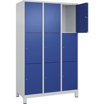 Kaiserkraft Stahl-Schrank - 3 Fächer, Hellgrau / Genciana Blau - Aufbewahrungsschrank Kaiserkraft Stahl-Schrank - 3 Fächer, Hellgrau / Genciana Blau - Aufbewahrungsschrank