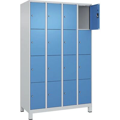 Kaiserkraft Stahl-Schrank - Evolo PLUS, 4 Fächer, Hellgrau/Blau, 1200mm Kaiserkraft Stahl-Schrank - Evolo PLUS, 4 Fächer, Hellgrau/Blau, 1200mm