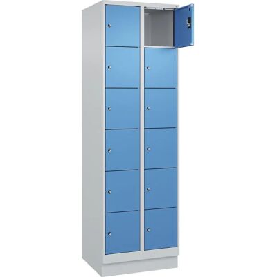 Kaiserkraft Stahl-Schrankschrank - 12 Fächer - Hellgrau / Hellblau - 600mm - Sicheres Schloss Kaiserkraft Stahl-Schrankschrank - 12 Fächer - Hellgrau / Hellblau - 600mm - Sicheres Schloss