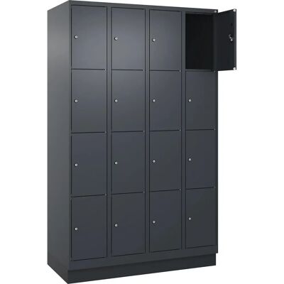 Kaiserkraft Stahl-Schranksystem - 4 Fächer - Grau - 1200mm - 16 Sektionen - Mit Schloss Kaiserkraft Stahl-Schranksystem - 4 Fächer - Grau - 1200mm - 16 Sektionen - Mit Schloss
