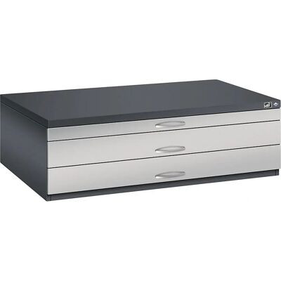 C+P Planschrank - 3 Schubladen - Grau/Weißaluminium - Aktenschrank C+P Planschrank - 3 Schubladen - Grau/Weißaluminium - Aktenschrank