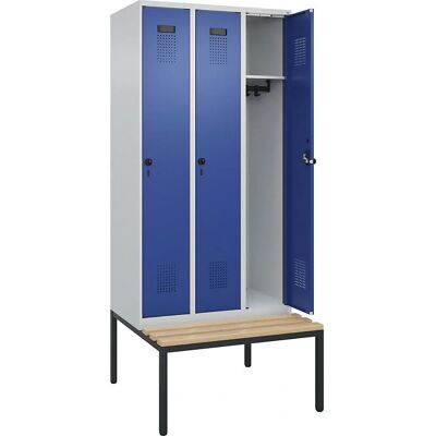 Armoire de rangement Evolo PLUS avec banc - Gris clair / Bleu genciana Armoire de rangement Evolo PLUS avec banc - Gris clair / Bleu genciana