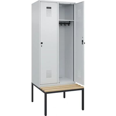 Kaiserkraft Evolo PLUS Schrank mit Sitzbank - 2 Fächer, Hellgrau Kaiserkraft Evolo PLUS Schrank mit Sitzbank - 2 Fächer, Hellgrau
