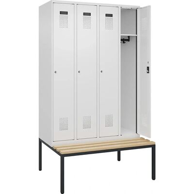 KaiserKraft Evolo PLUS Schrank mit Bank - 4 Abteilungen, weiß, 1200mm, Zylinderschloss KaiserKraft Evolo PLUS Schrank mit Bank - 4 Abteilungen, weiß, 1200mm, Zylinderschloss