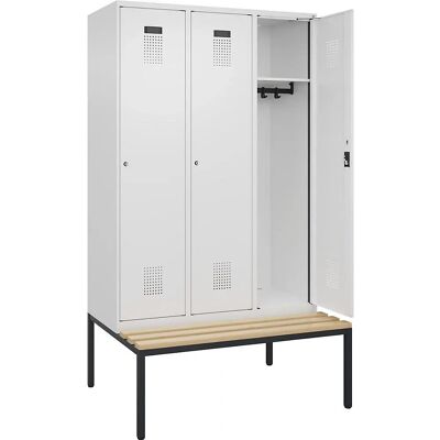 Armoire Evolo PLUS avec banc - 3 sections, blanc - acier Armoire Evolo PLUS avec banc - 3 sections, blanc - acier