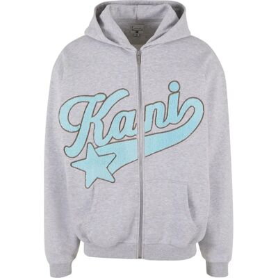 Karl Kani Hellgrau Melange Full Zip Hoodie - Hoodie Karl Kani Hellgrau Melange Full Zip Hoodie - Hoodie