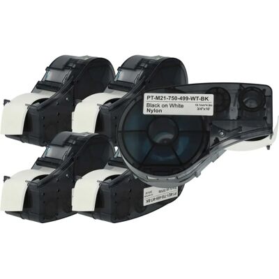 vhbw 5x Cassette de ruban d'étiquettes - Nylon, Noir sur Blanc - Cassette d'étiquettes - Publicité vhbw 5x Cassette de ruban d'étiquettes - Nylon, Noir sur Blanc - Cassette d'étiquettes - Publicité