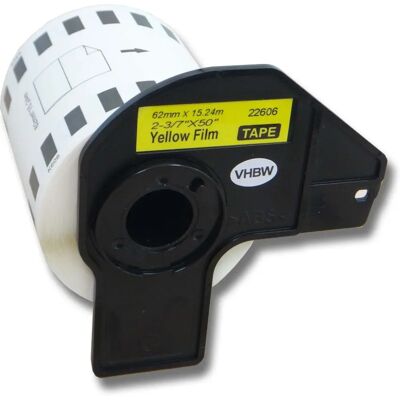 Rouleau d’étiquettes vhbw avec support 62mm x 15,24m - Pour Brother DK-22606 - Jaune - Publicité Rouleau d’étiquettes vhbw avec support 62mm x 15,24m - Pour Brother DK-22606 - Jaune - Publicité