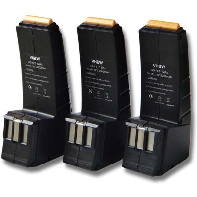 VHBW - 3x Batería de Repuesto para Festo / Festool - Alta Capacidad NiMH 12V Negra VHBW - 3x Batería de Repuesto para Festo / Festool - Alta Capacidad NiMH 12V Negra