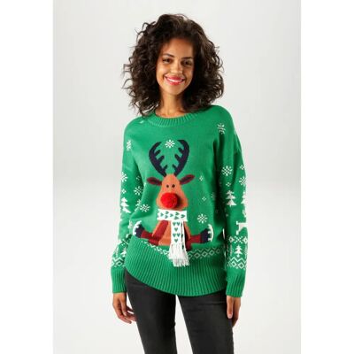 ANISTON CASUAL Grüner Weihnachtspullover mit Muster - Pullover ANISTON CASUAL Grüner Weihnachtspullover mit Muster - Pullover