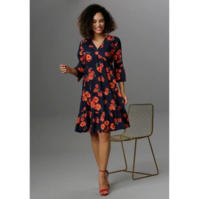 Aniston Casual Blumenkleid mit V-Ausschnitt - Kleid Aniston Casual Blumenkleid mit V-Ausschnitt - Kleid