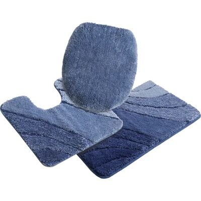 MY HOME Josie Blaue Wellen 3-teiliges Badmatten-Set MY HOME Josie Blaue Wellen 3-teiliges Badmatten-Set