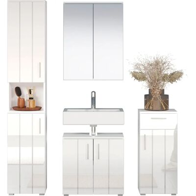 WELLTIME Prag Badezimmer-Set - Hochglanz Weiß, 164x192x32cm WELLTIME Prag Badezimmer-Set - Hochglanz Weiß, 164x192x32cm