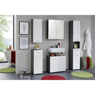 INOSIGN Sovana Wand- Schrank - Eichefarben rauchsilber, Weiß, Hochglanz - Badezimmer Schrank INOSIGN Sovana Wand- Schrank - Eichefarben rauchsilber, Weiß, Hochglanz - Badezimmer Schrank