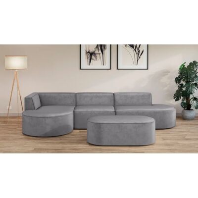 Andas EIVIND Samtsofa mit Ottomane, Grau - Sofas Andas EIVIND Samtsofa mit Ottomane, Grau - Sofas