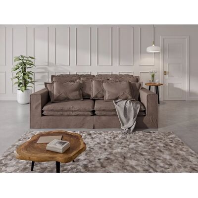 HOME AFFAIRE ALISSAS Taupe Samtvelours Sofa - 4-Sitzer Landhaus HOME AFFAIRE ALISSAS Taupe Samtvelours Sofa - 4-Sitzer Landhaus
