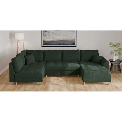 HOME AFFAIRE U-Form Sofa - Bouclé, 3 Zierkissen, Dunkelgrün HOME AFFAIRE U-Form Sofa - Bouclé, 3 Zierkissen, Dunkelgrün
