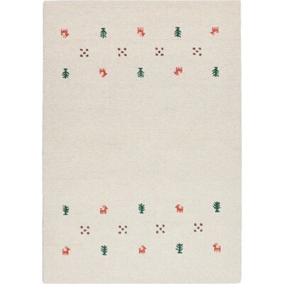Theko Gabbeh Wollteppich - Tiermotiv, Handgewebt, Beige, 200x290cm Theko Gabbeh Wollteppich - Tiermotiv, Handgewebt, Beige, 200x290cm