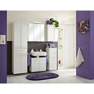 SAPHIR Quickset Badschrank - 4 Türen, 1 Schublade, 3 Einlegeböden - Weiß Hochglanz SAPHIR Quickset Badschrank - 4 Türen, 1 Schublade, 3 Einlegeböden - Weiß Hochglanz