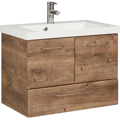 SAPHIR Eiche Ribbeck 74cm Mineralguss Wand-Waschtisch - Badezimmer Waschtisch SAPHIR Eiche Ribbeck 74cm Mineralguss Wand-Waschtisch - Badezimmer Waschtisch