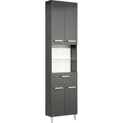 SAPHIR Quickset Badschrank - 50cm, 4 Türen, 2 Nischen, 1 Schublade, Glänzend Anthrazit SAPHIR Quickset Badschrank - 50cm, 4 Türen, 2 Nischen, 1 Schublade, Glänzend Anthrazit