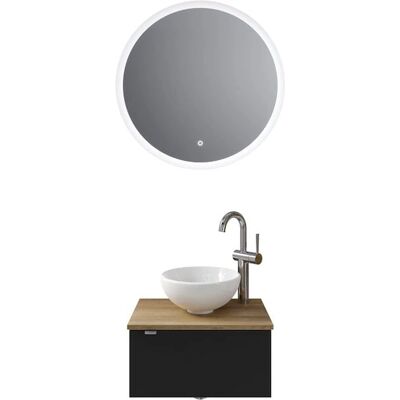 SAPHIR Serie 6915 - Badezimmermöbel-Set Schwarz Matt Select / Riviera Eiche SAPHIR Serie 6915 - Badezimmermöbel-Set Schwarz Matt Select / Riviera Eiche