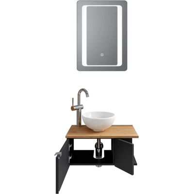 SAPHIR Serie 6915 Badmöbel-Set - Links, Touchschalter, Schwarz Matt SAPHIR Serie 6915 Badmöbel-Set - Links, Touchschalter, Schwarz Matt