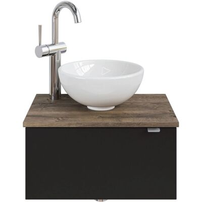 SAPHIR 6915 Wandwaschbecken mit Unterschrank - Waschbecken, Schwarz Matt SAPHIR 6915 Wandwaschbecken mit Unterschrank - Waschbecken, Schwarz Matt