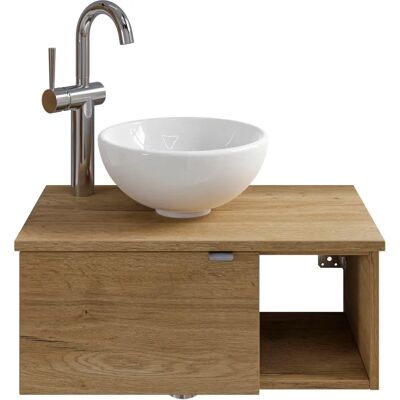 SAPHIR Halifax Eiche Linke Tür Wandwaschbecken - Waschtisch mit Unterschrank SAPHIR Halifax Eiche Linke Tür Wandwaschbecken - Waschtisch mit Unterschrank
