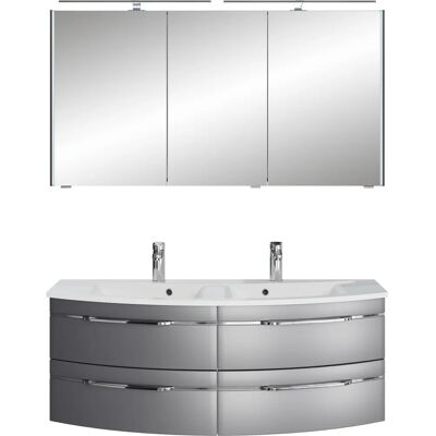 SAPHIR Badezimmer-Set - 133,2cm Stahlgrau Metallic - Badmöbel-Set SAPHIR Badezimmer-Set - 133,2cm Stahlgrau Metallic - Badmöbel-Set