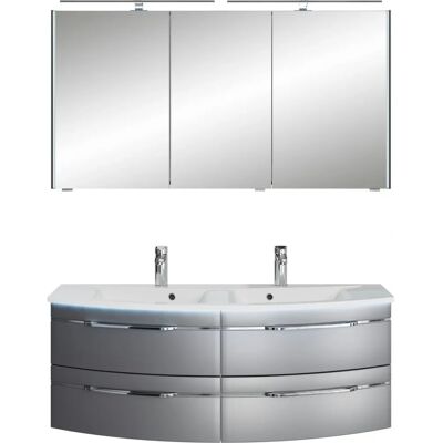 SAPHIR Badezimmer-Set - 133,2cm, stahlgrau metallic, mit LED SAPHIR Badezimmer-Set - 133,2cm, stahlgrau metallic, mit LED