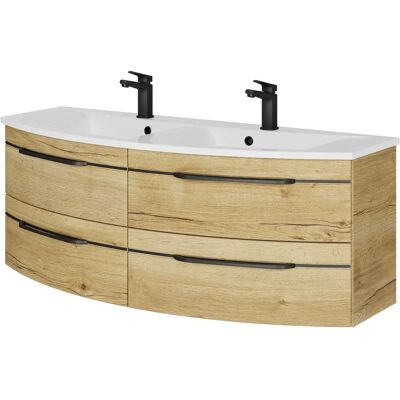 SAPHIR Mineralmarmor Waschtischschrank - Serie 7045, 131cm, Halifax Eiche SAPHIR Mineralmarmor Waschtischschrank - Serie 7045, 131cm, Halifax Eiche