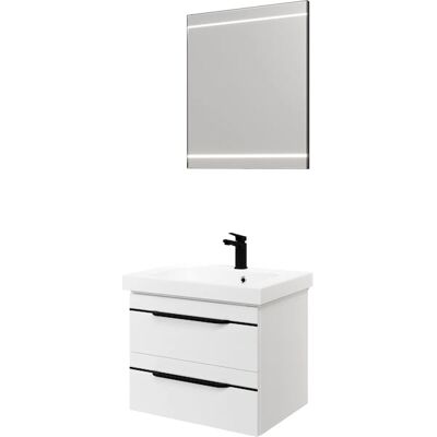 SAPHIR Balto Badezimmer-Set - Mineralmarmor-Waschtisch mit LED-Spiegel SAPHIR Balto Badezimmer-Set - Mineralmarmor-Waschtisch mit LED-Spiegel