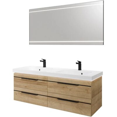 SAPHIR Balto - Doppelwaschtisch mit LED-Spiegel, Mineralmarmor SAPHIR Balto - Doppelwaschtisch mit LED-Spiegel, Mineralmarmor