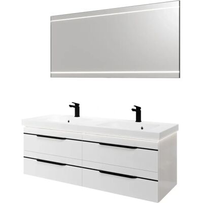 SAPHIR Balto - Doppelwaschtisch mit LED-Spiegel, Mineralmarmor SAPHIR Balto - Doppelwaschtisch mit LED-Spiegel, Mineralmarmor