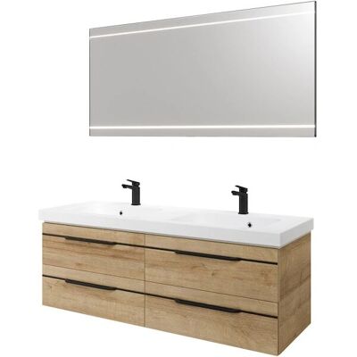 SAPHIR Balto 2-teilige Mineralmarmor-Doppelwaschtisch mit LED-Spiegel - Badmöbel-Set SAPHIR Balto 2-teilige Mineralmarmor-Doppelwaschtisch mit LED-Spiegel - Badmöbel-Set