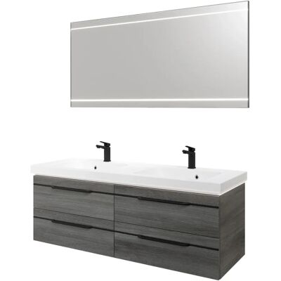 SAPHIR Balto 2-teilig Mineralmarmor-Doppelwaschtisch mit LED-Spiegel - Badmöbel-Set SAPHIR Balto 2-teilig Mineralmarmor-Doppelwaschtisch mit LED-Spiegel - Badmöbel-Set