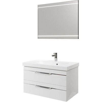 SAPHIR Balto Badezimmer-Set - Mineralmarmor-Waschtisch mit LED-Spiegel SAPHIR Balto Badezimmer-Set - Mineralmarmor-Waschtisch mit LED-Spiegel