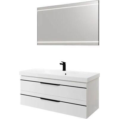 SAPHIR Balto Badmöbel-Set - Weiß Hochglanz mit Schwarzer Einlage SAPHIR Balto Badmöbel-Set - Weiß Hochglanz mit Schwarzer Einlage