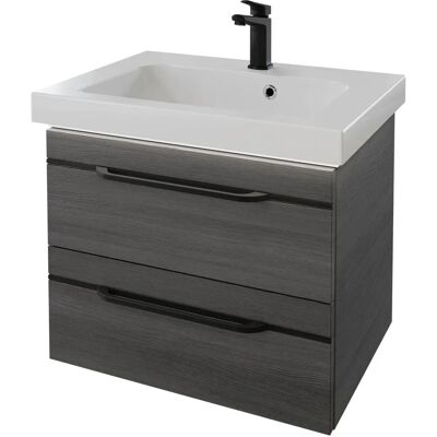 SAPHIR Balto Mineralguss Waschtisch mit Unterschrank - 2 Schubladen, LED, Schwarz SAPHIR Balto Mineralguss Waschtisch mit Unterschrank - 2 Schubladen, LED, Schwarz