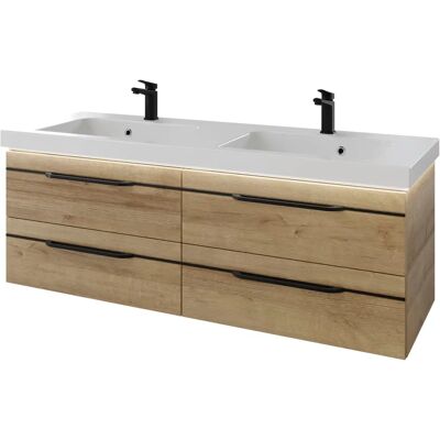 SAPHIR Balto Badezimmerunikommode - Mineralguss, 4 Schubladen, LED, Schwarzgriff SAPHIR Balto Badezimmerunikommode - Mineralguss, 4 Schubladen, LED, Schwarzgriff