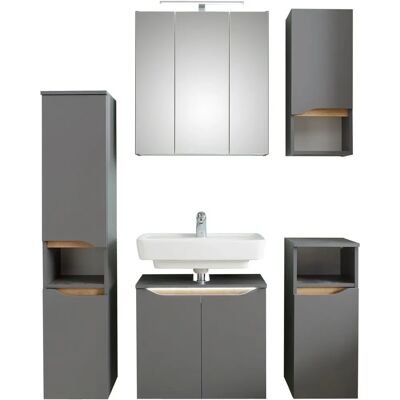 SAPHIR Quickset 5-teilig Badezimmermöbel-Set - Quarzgrau Matt SAPHIR Quickset 5-teilig Badezimmermöbel-Set - Quarzgrau Matt