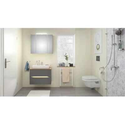 SAPHIR Quickset 2-teiliges Badezimmermöbel-Set - Grau, Keramikwaschbecken, LED-Spiegelschrank SAPHIR Quickset 2-teiliges Badezimmermöbel-Set - Grau, Keramikwaschbecken, LED-Spiegelschrank
