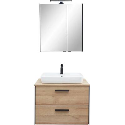 SAPHIR Quickset 395 2-teiliges Badezimmermöbelset - Braun, Riviera Eiche quer Nachbildung SAPHIR Quickset 395 2-teiliges Badezimmermöbelset - Braun, Riviera Eiche quer Nachbildung