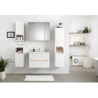 SAPHIR Quickset 857 Badezimmer-Set - Weiß & Riviera-Muster SAPHIR Quickset 857 Badezimmer-Set - Weiß & Riviera-Muster