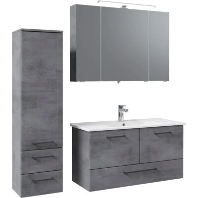 SAPHIR Quickset 945 Badezimmermöbel-Set - Midischrank, LED-Spiegel, Grau SAPHIR Quickset 945 Badezimmermöbel-Set - Midischrank, LED-Spiegel, Grau